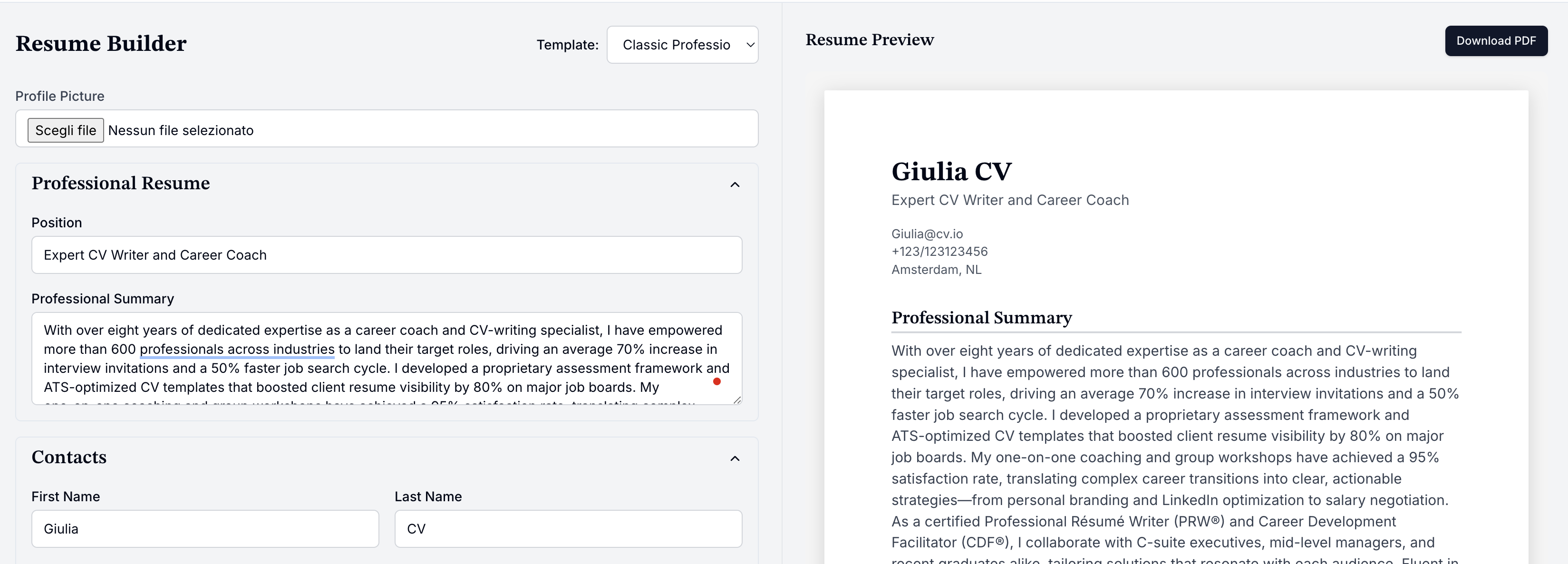 CV Template Preview